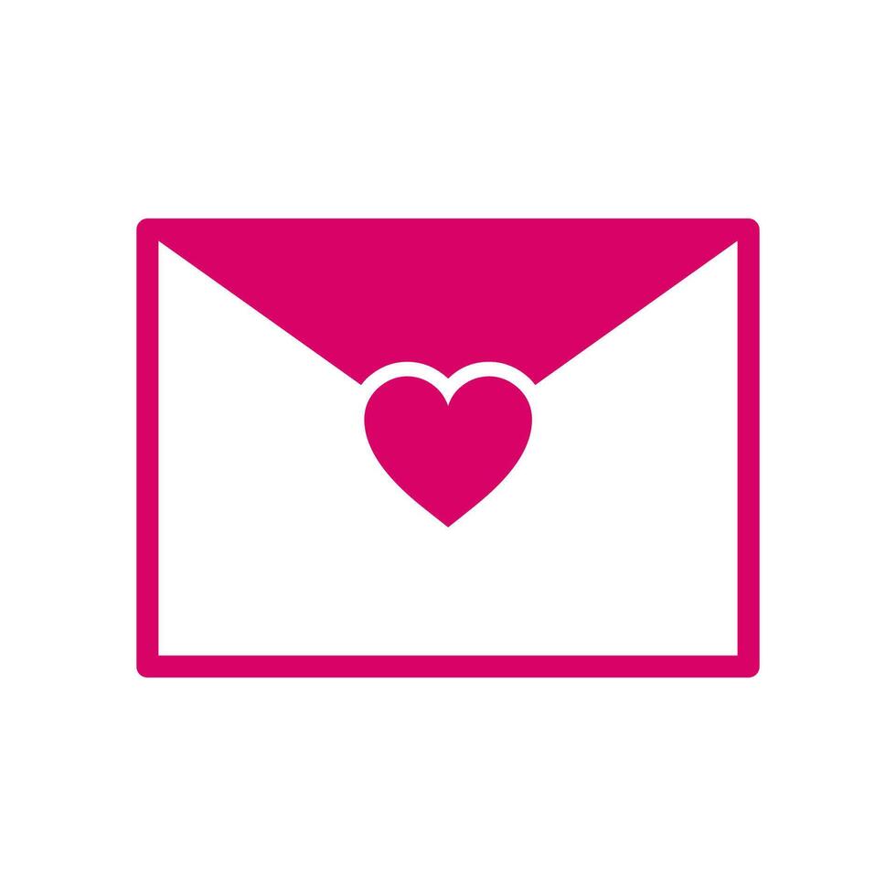 rosa kuvert med hjärta ikon vektor