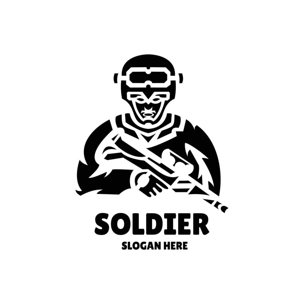 Soldat Silhouette Logo Design Illustration vektor