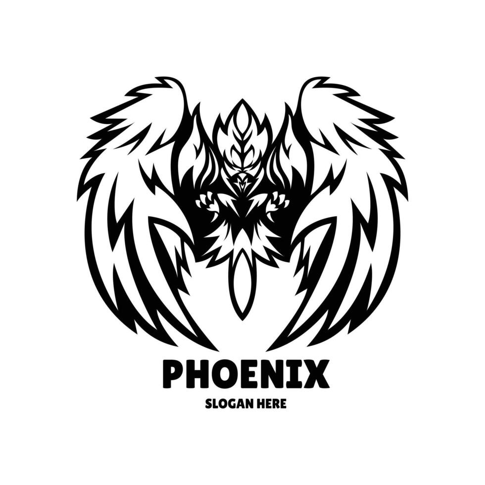 fågel Fenix linje konst logotyp design illustration vektor