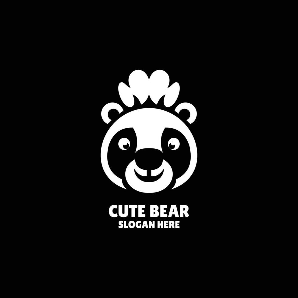 söt panda silhuett logotyp design illustration vektor