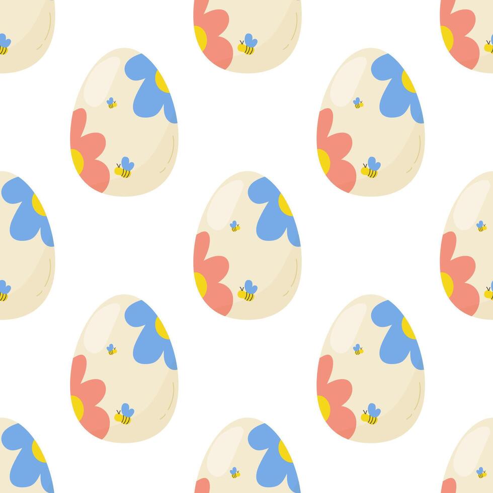 nahtlos Muster Ostern Eier mit Blumen. Vektor Illustration. zum Ihre Design, Verpackung Papier, Stoff.