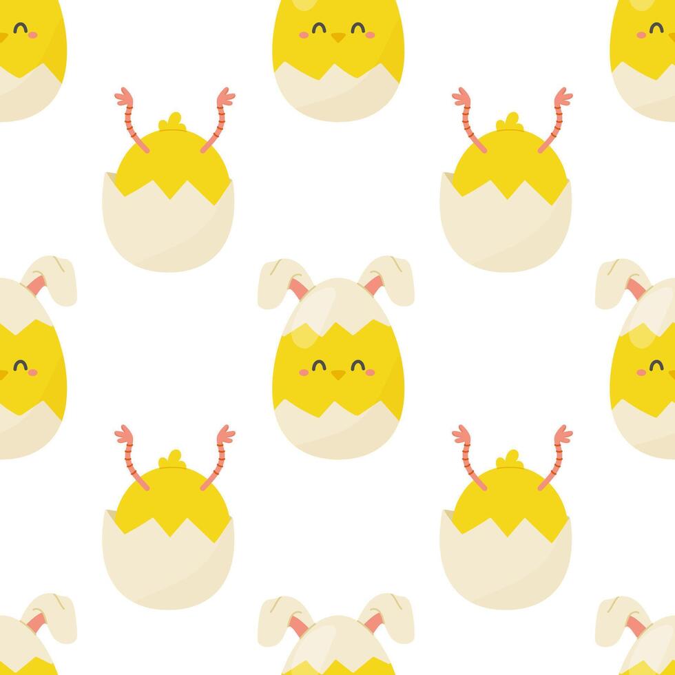 nahtlos Muster Ostern Eier mit Küken Form. Vektor Illustration. zum Ihre Design, Verpackung Papier, Stoff.