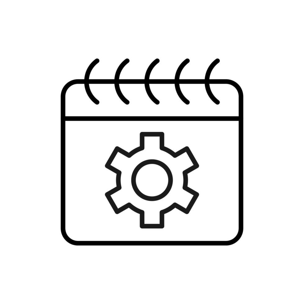 Ausrüstung oder Zahnrad auf Kalender linear Symbol. perfekt zum Design, Infografiken, Netz Websites, Anwendungen. vektor