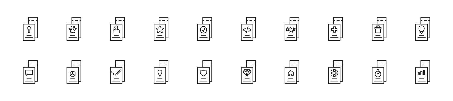 Sammlung von dünn Linie Symbole von Artikel auf Fahrkarte. linear Zeichen und editierbar Schlaganfall. geeignet zum Netz Websites, Bücher, Artikel vektor