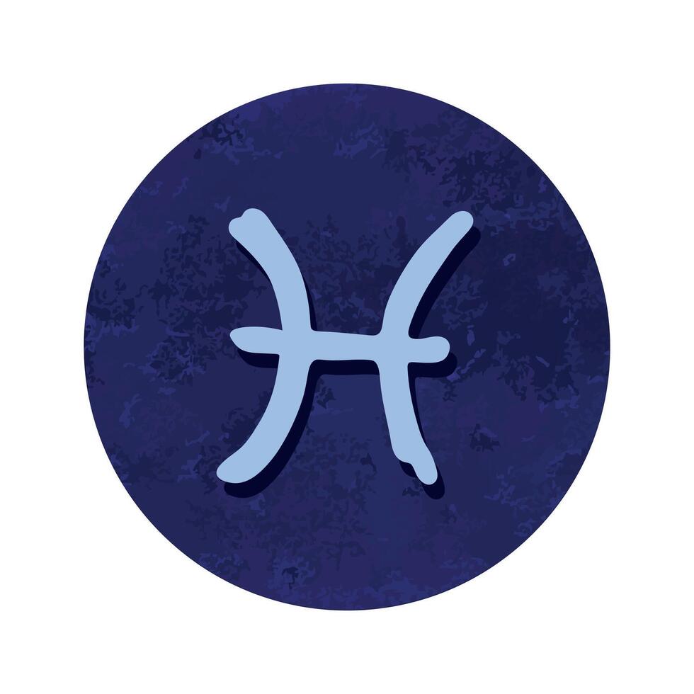 Hand gezeichnet Fische Tierkreis Zeichen im Blau runden Rahmen Astrologie Gekritzel Clip Art Element zum Design vektor