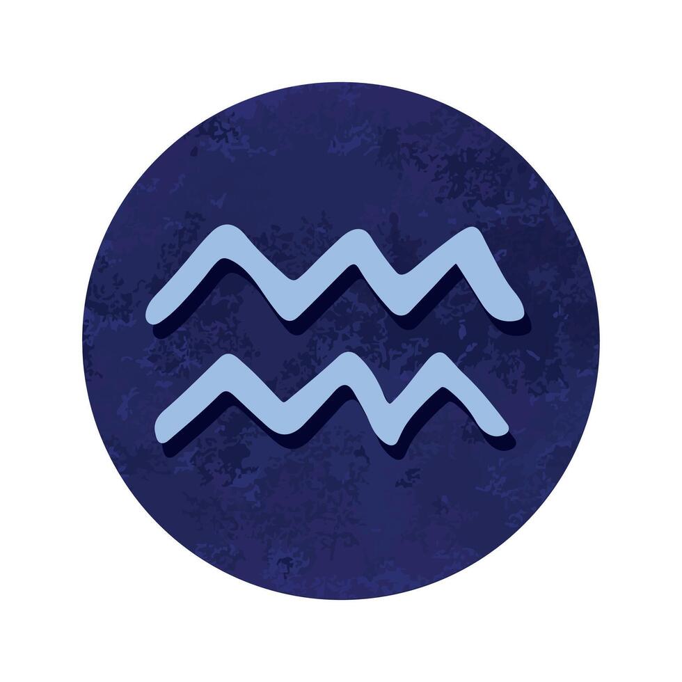 Hand gezeichnet Wassermann Tierkreis Zeichen im Blau runden Rahmen Astrologie Gekritzel Clip Art Element zum Design vektor