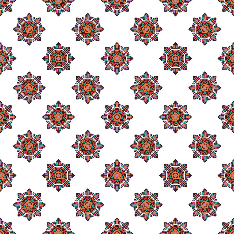 nahtlos Muster bunt Mandala auf Weiß Hintergrund vektor