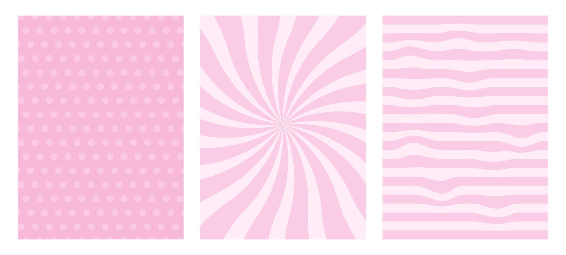 retro Rosa Cowgirl geometrisch Plakate Satz. modisch retro Hintergrund mit Rosa geometrisch Elemente. vektor