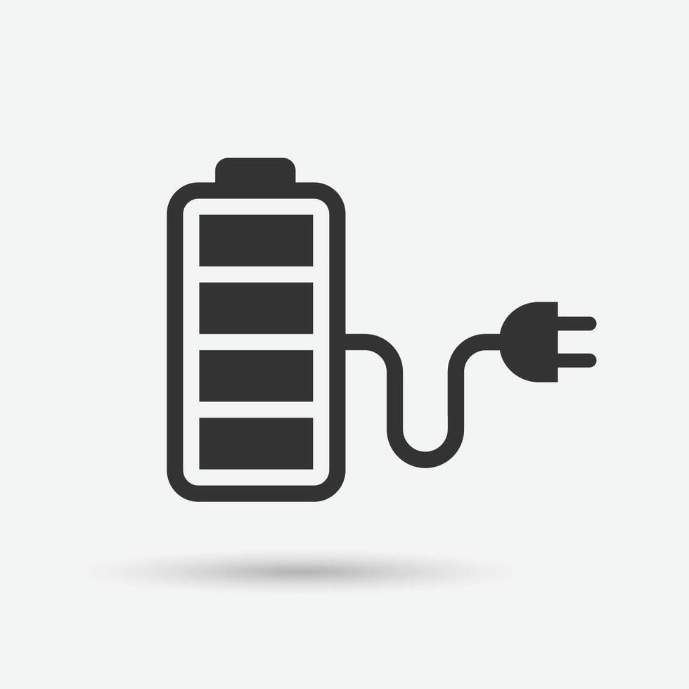 batteri avgift med plugg vektor ikon. laddning elektrisk ikon. kraft energi indikator begrepp. vektor illustration