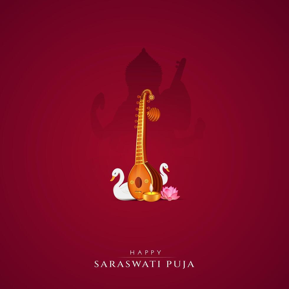 vasant panchami, saraswati puja, basant social media posta vektor