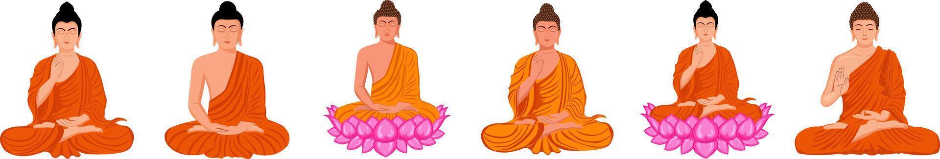 herre gautama buddha illustration för Lycklig buddha purnima, Vesak dag social media posta , webb baner vektor