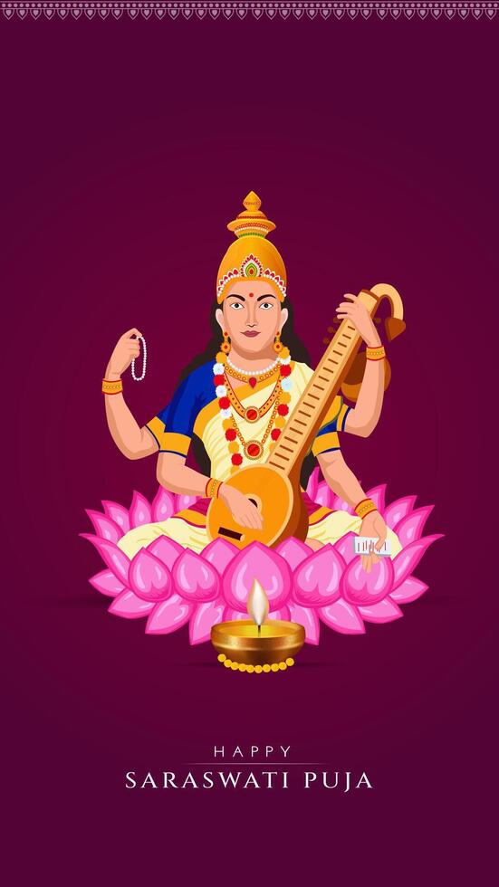 Vasant Panchami, Saraswati Puja, basant Sozial Medien Post vektor