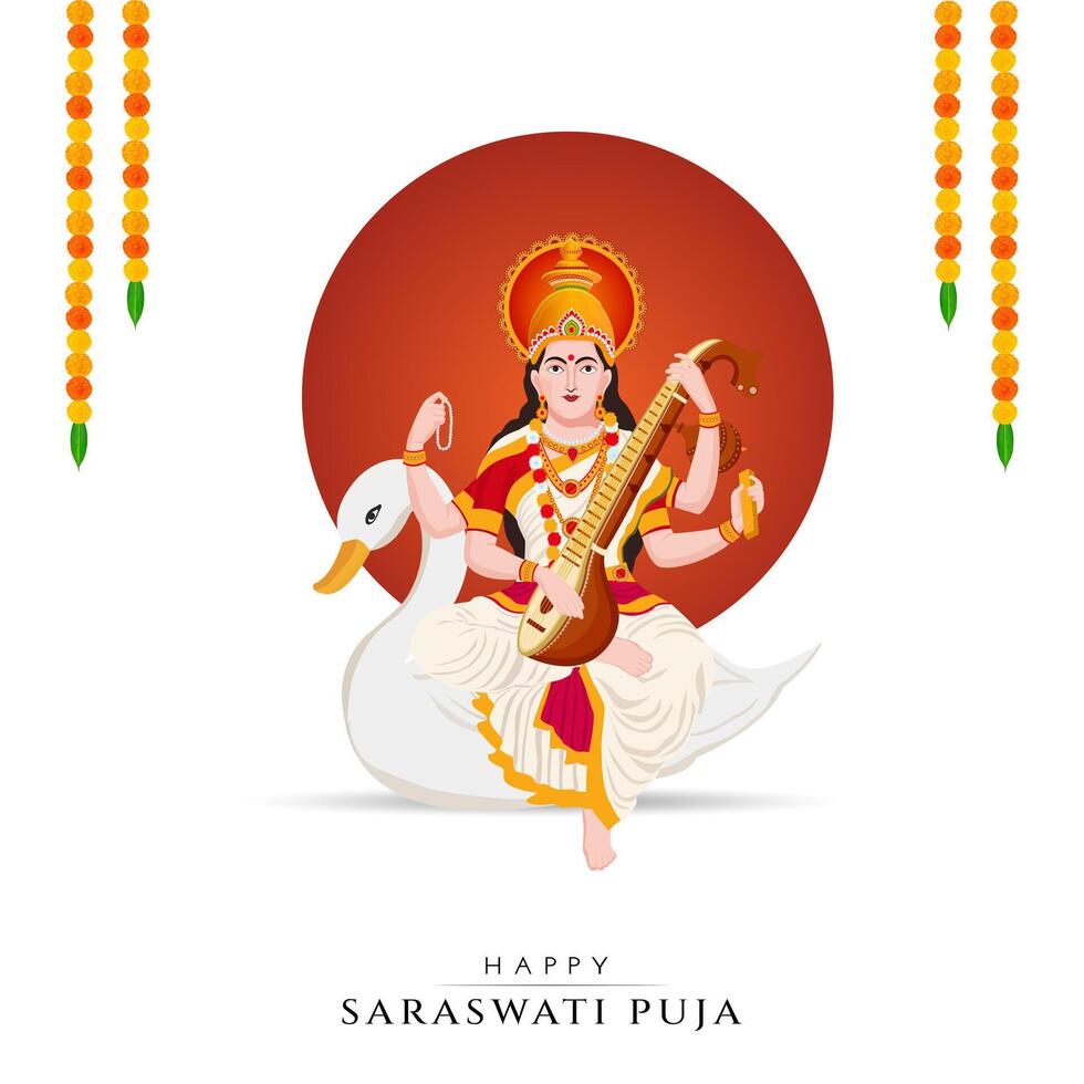 vasant panchami, saraswati puja, basant social media posta vektor