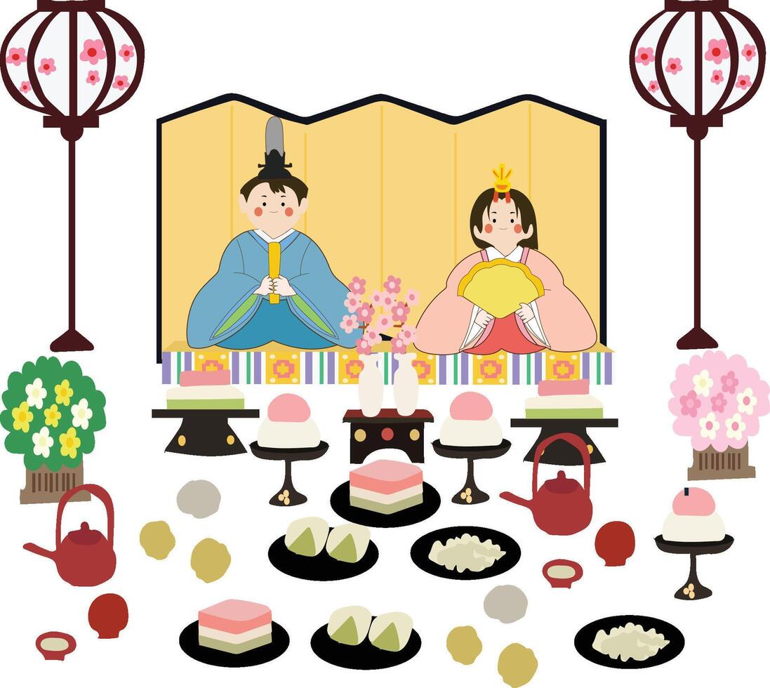 japansk docka festival av hina matsuri vektor illustration