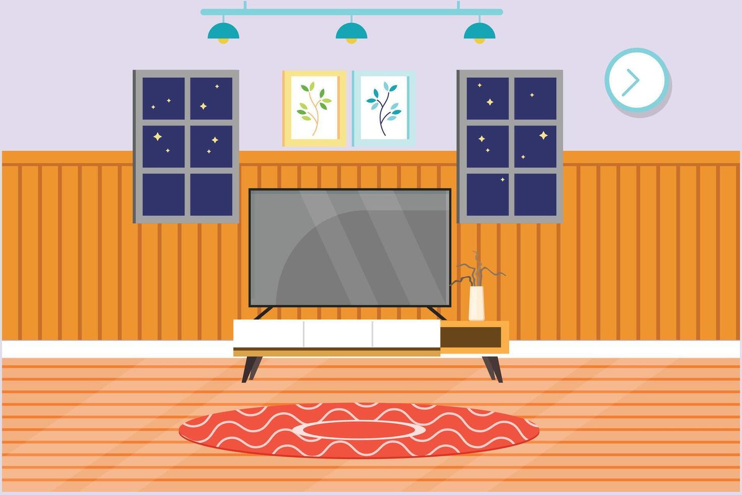Leben Zimmer mit Möbel. Zuhause Innere Design Konzept. farbig eben Vektor Illustration isoliert.