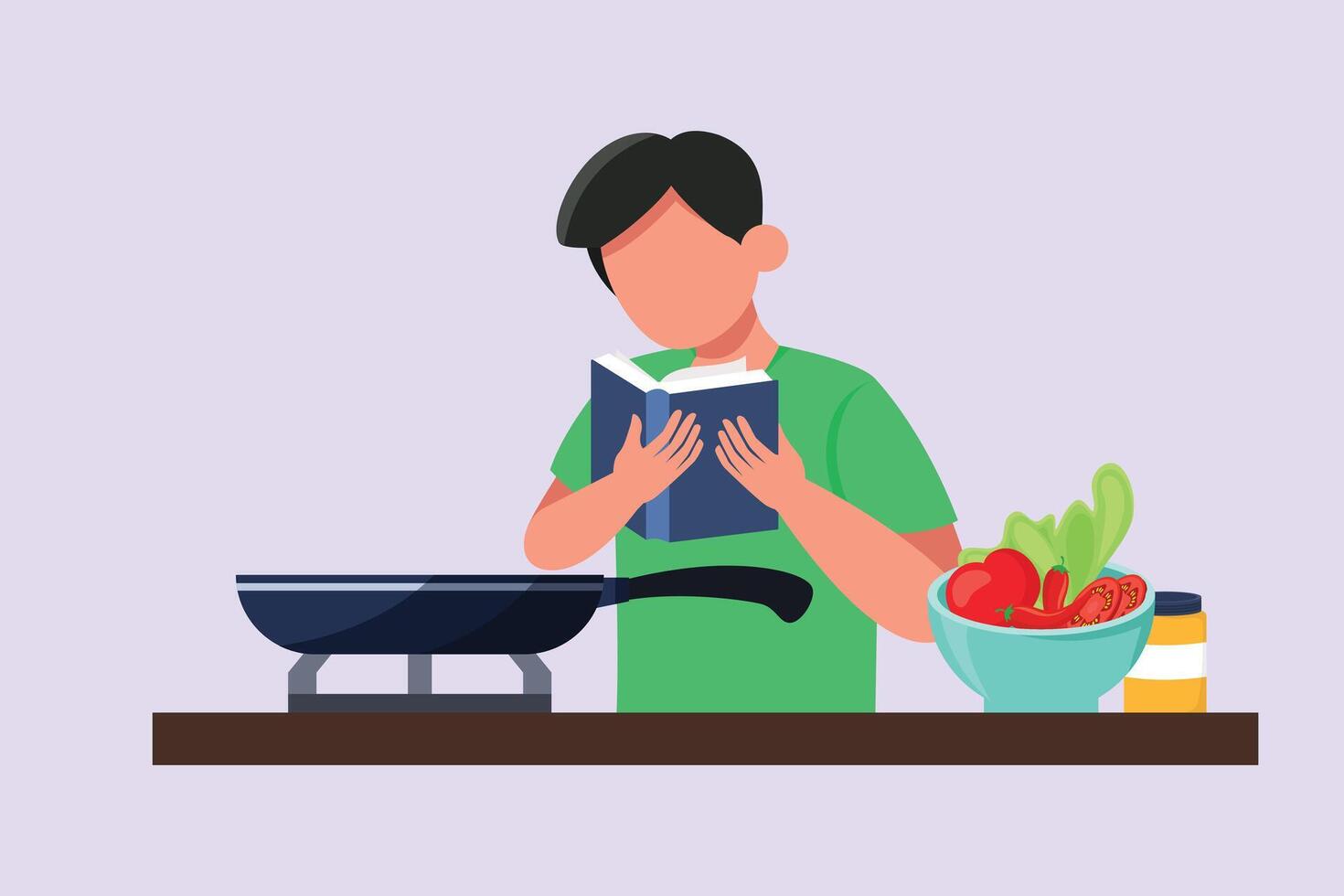 Menschen Kochen Konzept auf Küche Tisch. farbig eben Vektor Illustration isoliert.