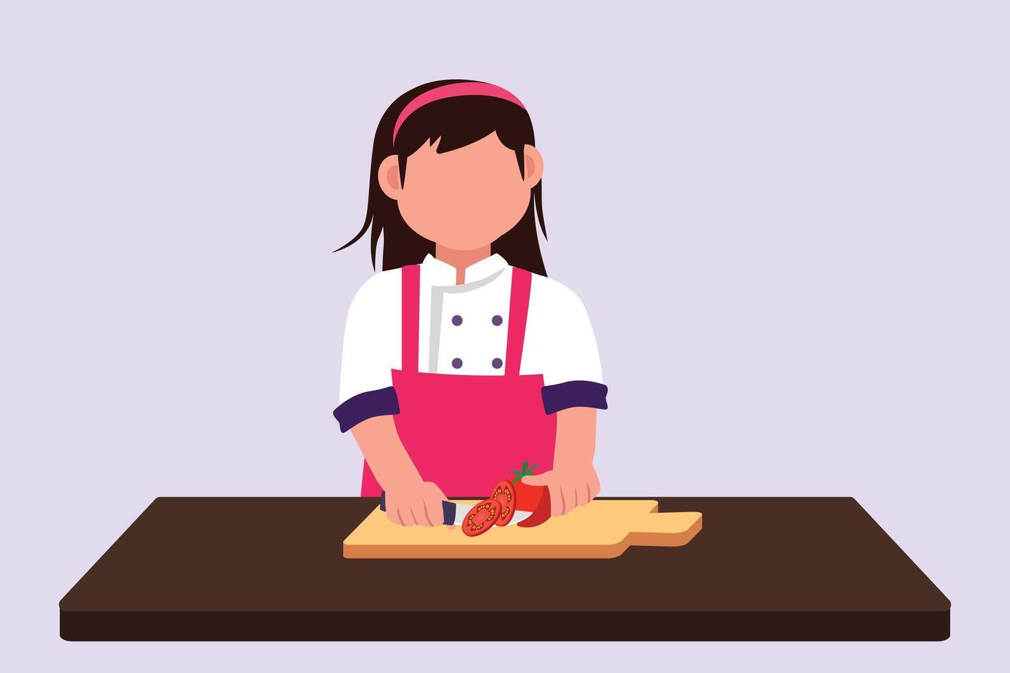 människor matlagning begrepp på kök tabell. färgad platt vektor illustration isolerat.