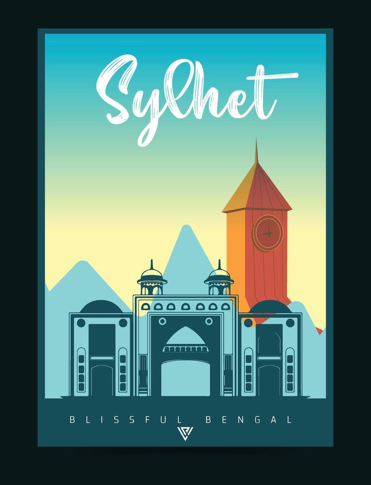 sylhet Stadt Poster Illustration. um das Welt, Stadtbild und Horizont Jahrgang Poster Kunst von sylhet Stadt. vektor