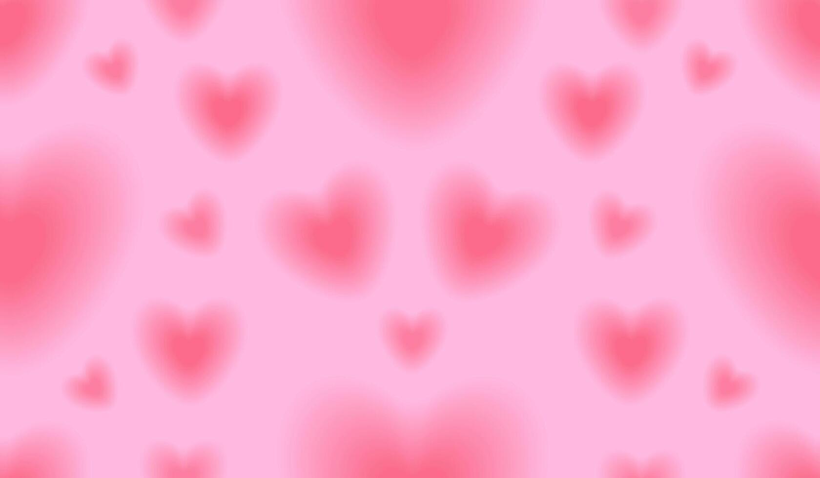 Rosa Hintergrund y2k. Rosa Banner mit verschwommen rot Herzen. süß romantisch Poster vektor