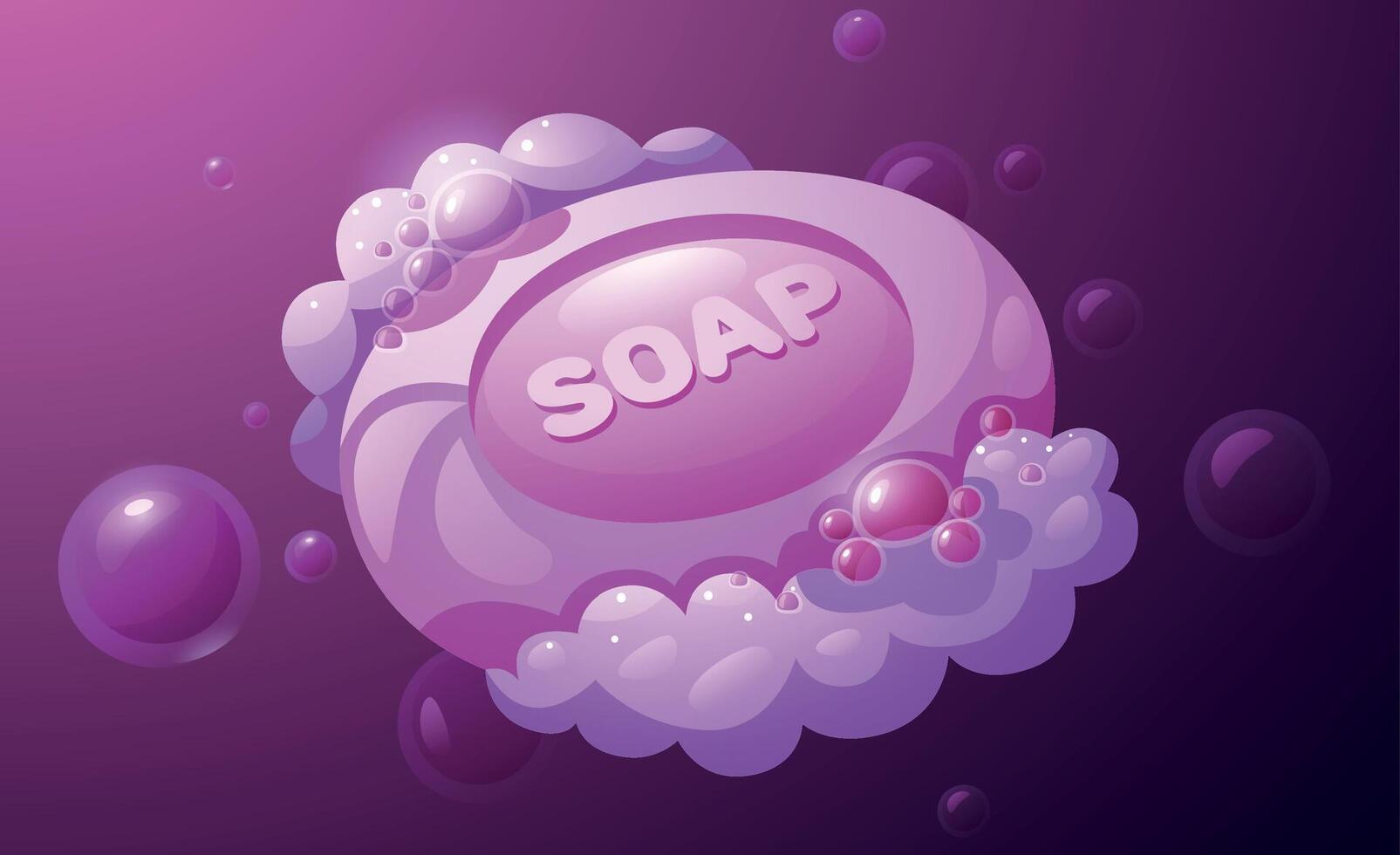 Karikatur Seife mit Blasen. bunt Schaum und Schaum Flüssigkeit Seife zum Gesundheit und sauber. nass schaumig Seife zum persönlich Pflege Vektor einstellen