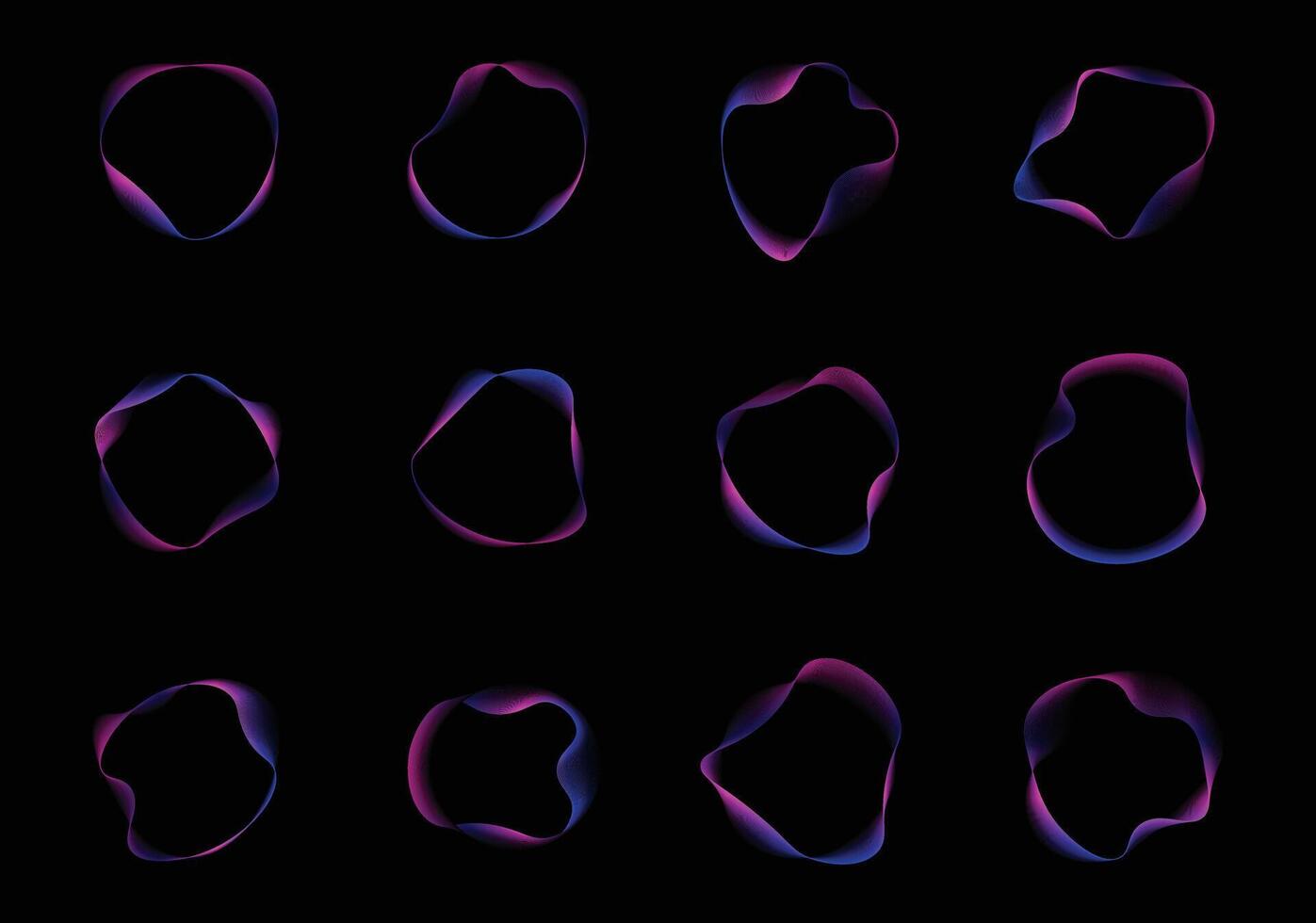 lutning neon Vinka cirkel rader illustration, vektor av abstrakt blandning rader