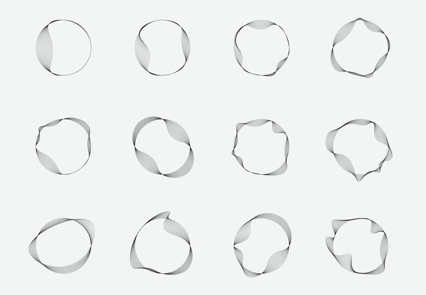 abstrakt Kreis Linien Satz, Vektor von Mischung Kreis Linien Illustration, Welle Ring Sammlung