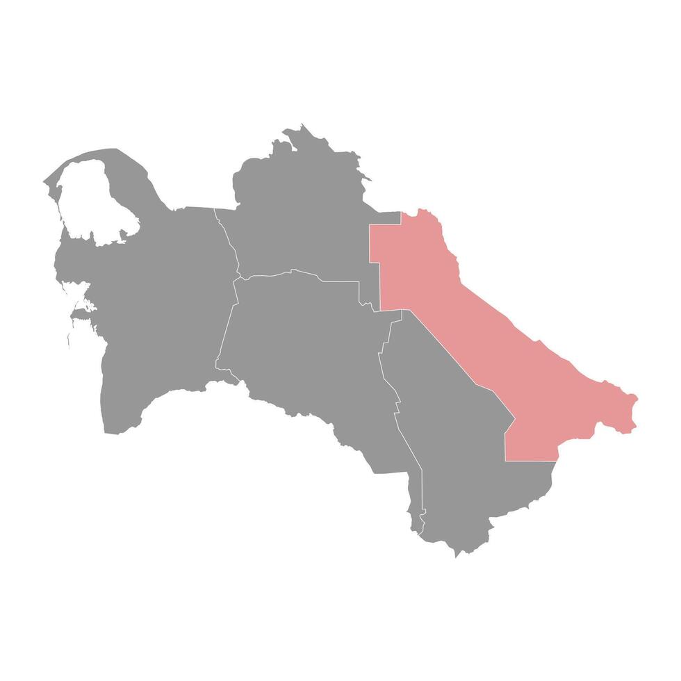 lebap område Karta, administrativ division av turkmenistan. vektor illustration.