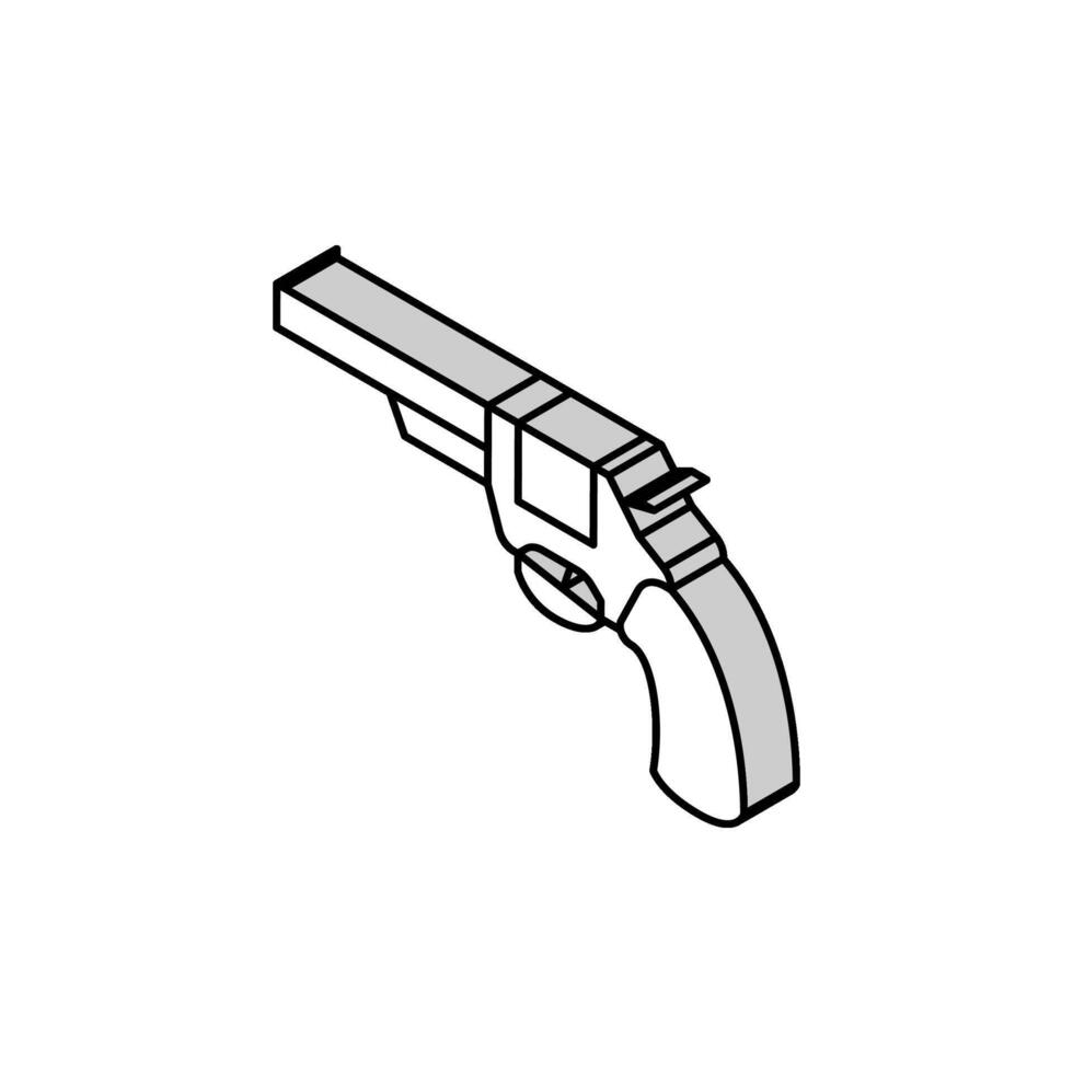 pistol revolver isometrisk ikon vektor illustration