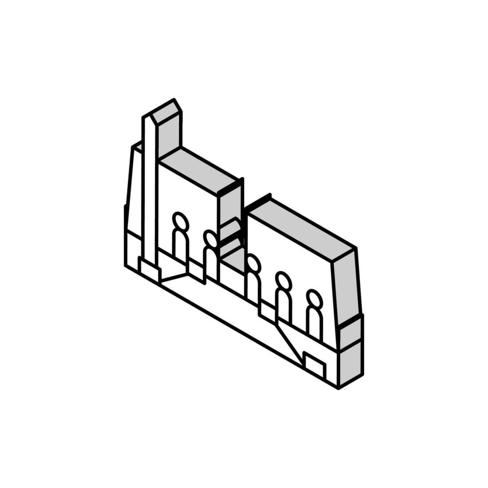 luxor tempel isometrisk ikon vektor illustration