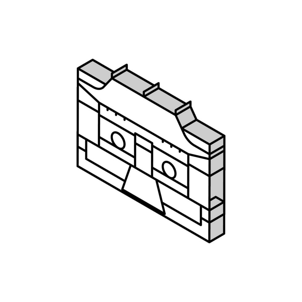 Shaolin Kloster isometrisch Symbol Vektor Illustration