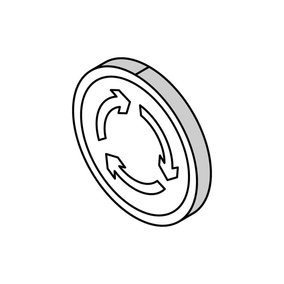 rondell väg tecken isometrisk ikon vektor illustration