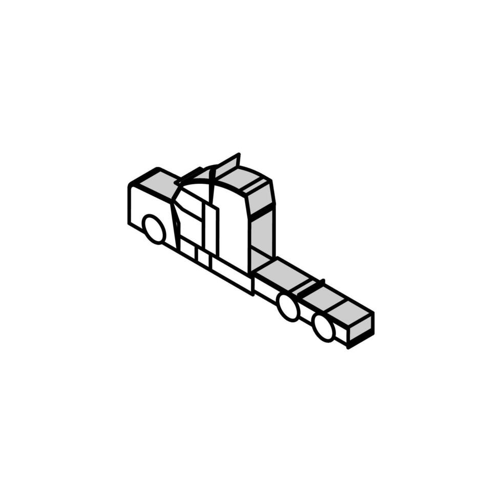 semi lastbil konstruktion bil fordon isometrisk ikon vektor illustration