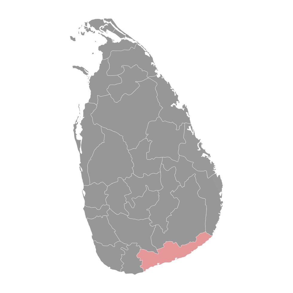 Hambantota Kreis Karte, administrative Aufteilung von sri lanka. Vektor Illustration.