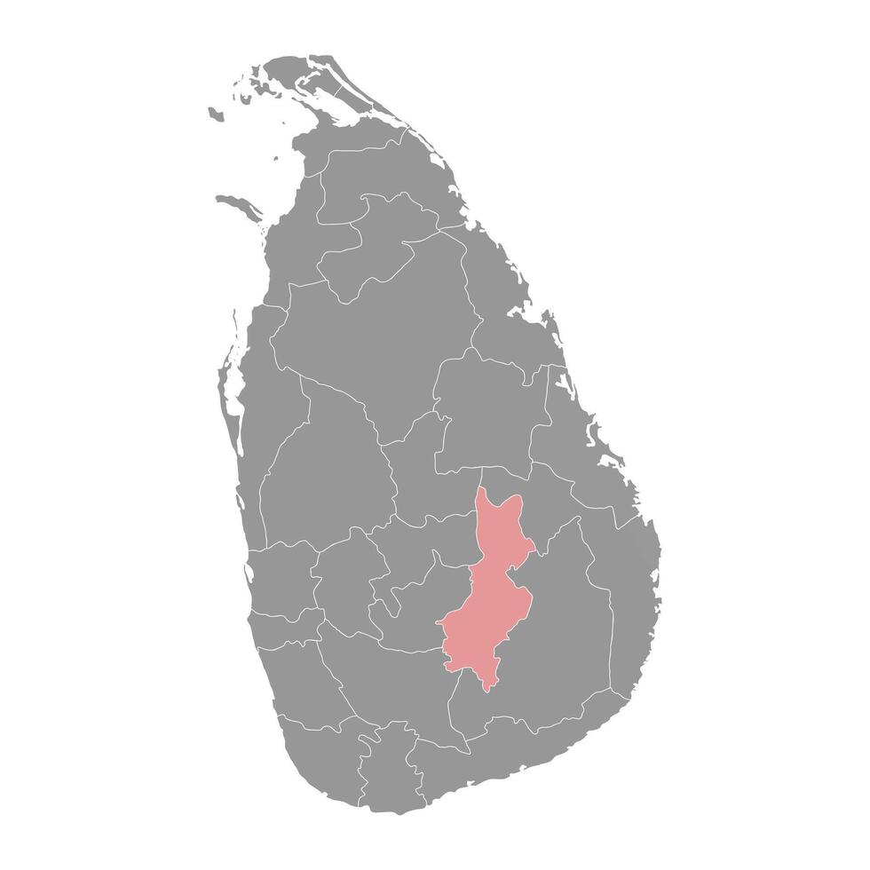 badulla Kreis Karte, administrative Aufteilung von sri lanka. Vektor Illustration.