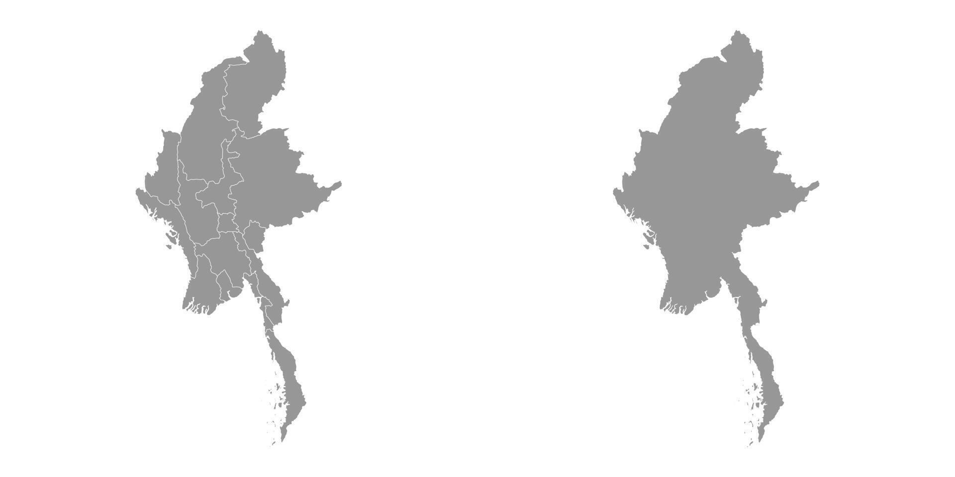 myanmar Karta med administrativ divisioner. vektor illustration.