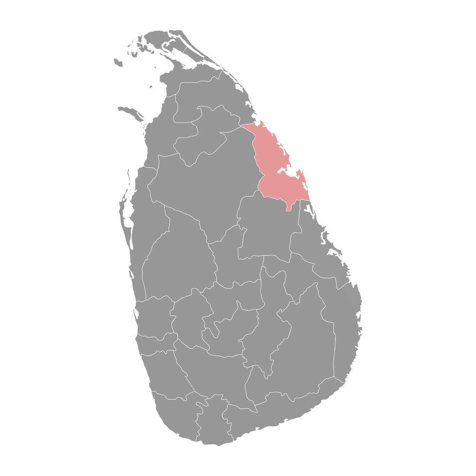 Trincomalee Kreis Karte, administrative Aufteilung von sri lanka. Vektor Illustration.