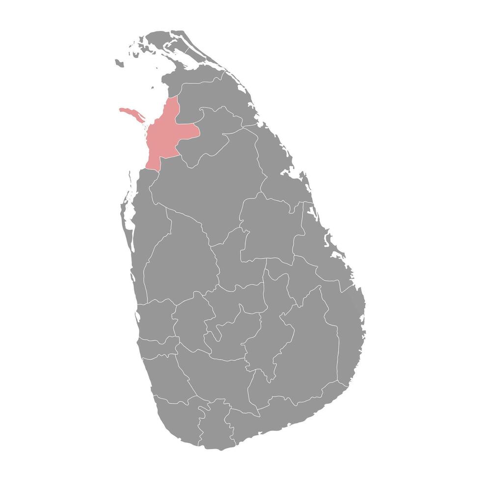 Mannar Kreis Karte, administrative Aufteilung von sri lanka. Vektor Illustration.