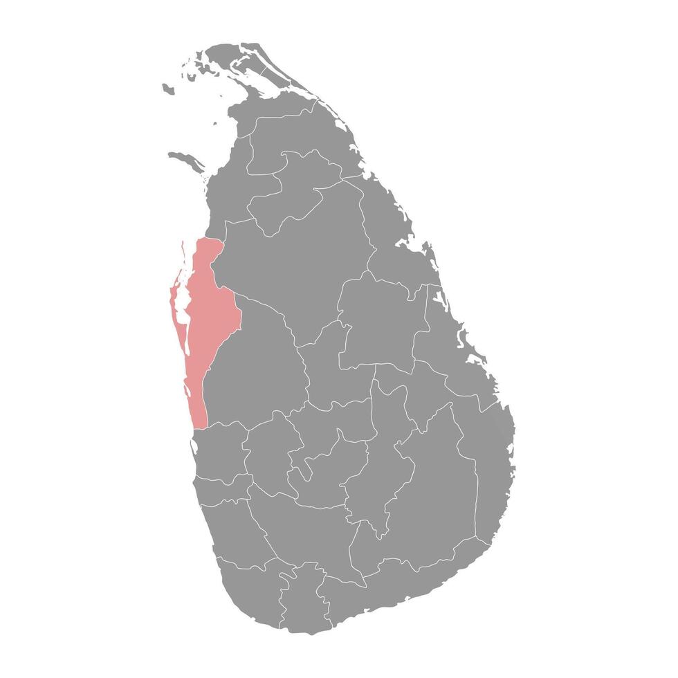 puttalam distrikt Karta, administrativ division av sri lanka. vektor illustration.