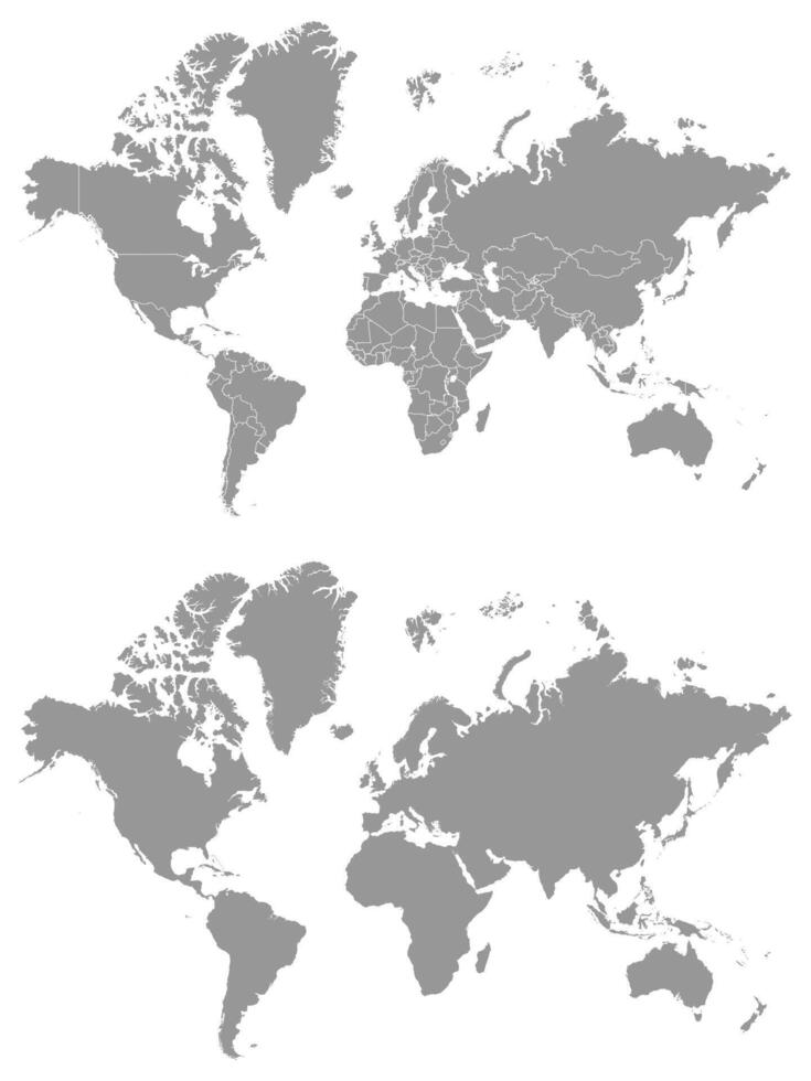 detailliert grau Welt Karte. Vektor Illustration.