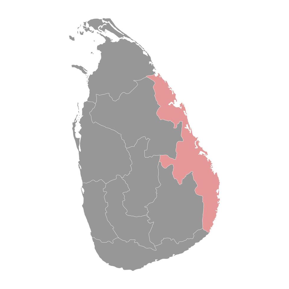 östlichen Provinz Karte, administrative Aufteilung von sri lanka. Vektor Illustration.