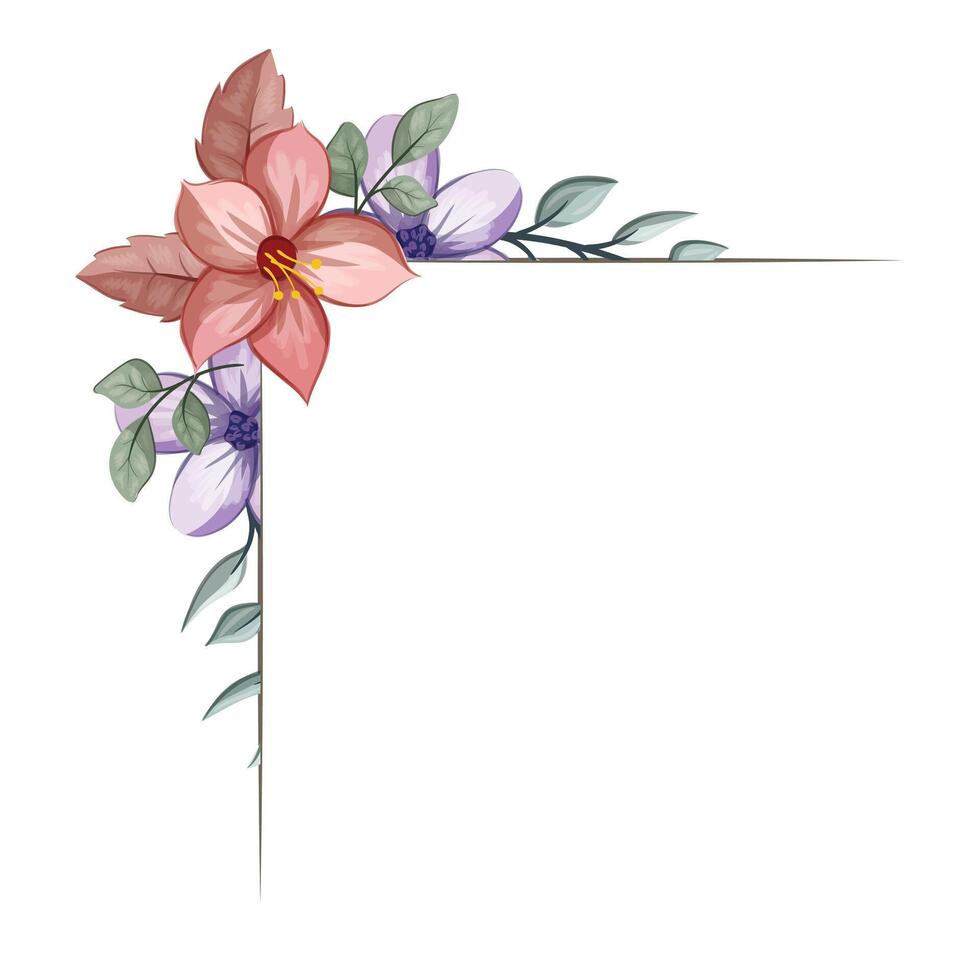 dekorativ blommig lövverk prydnad för bröllop inbjudan vektor