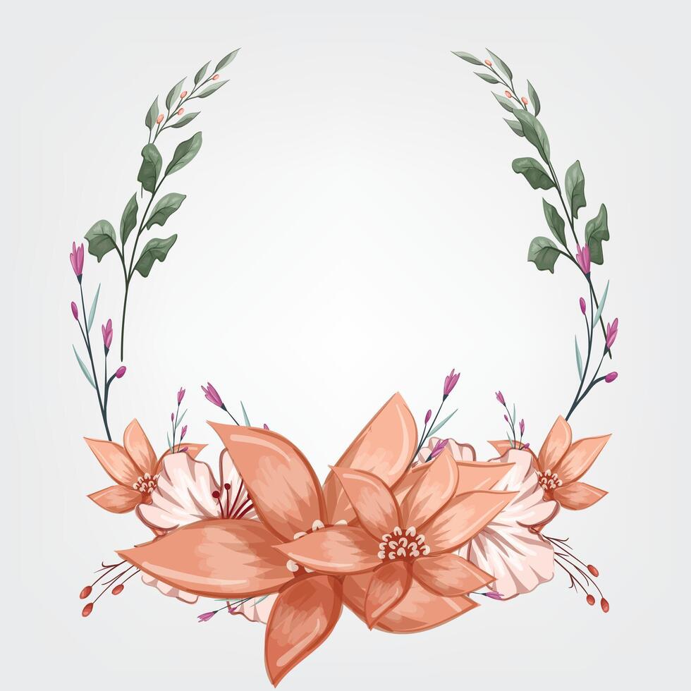 dekorativ blommig lövverk prydnad för bröllop inbjudan vektor