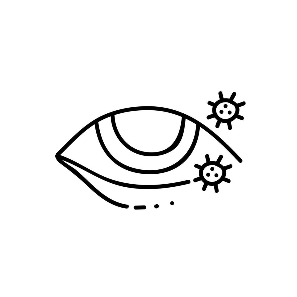 Virus Vertrag abgeschlossen Auge Symbol. Hand gezeichnet Vektor Illustration. editierbar Linie Schlaganfall.