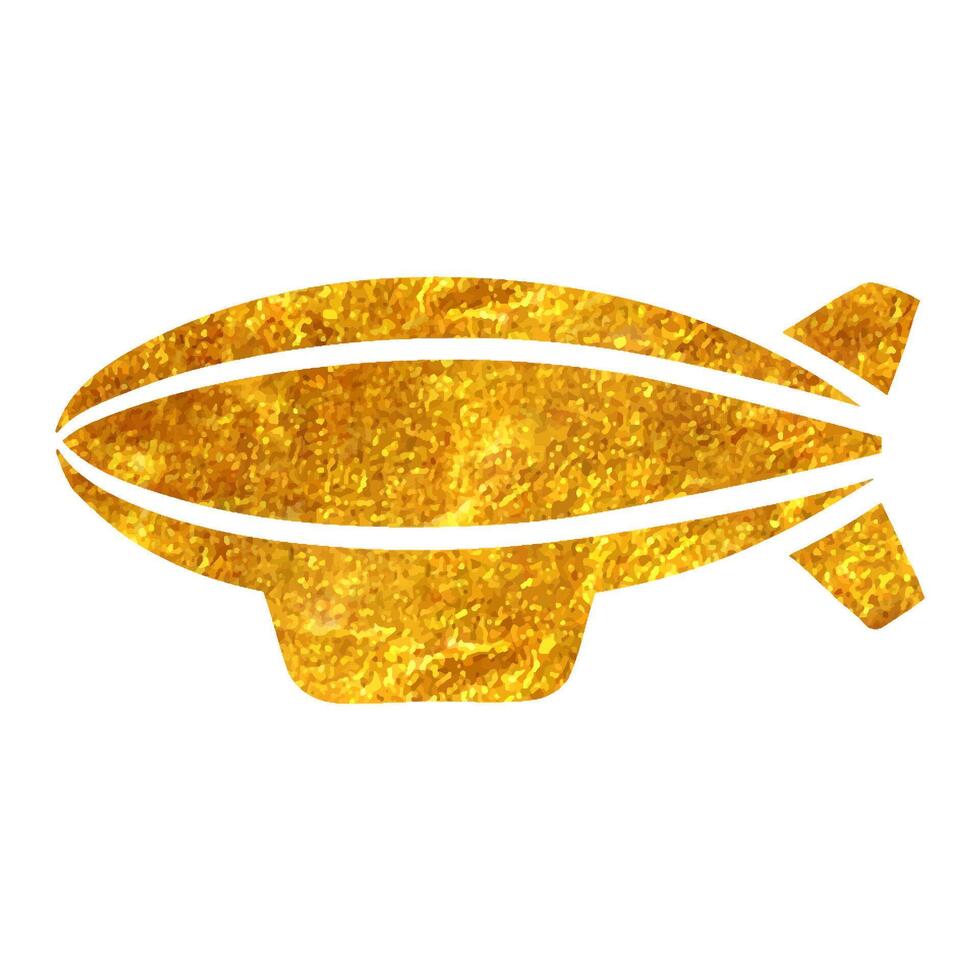 Hand gezeichnet Luftschiff Symbol im Gold vereiteln Textur Vektor Illustration