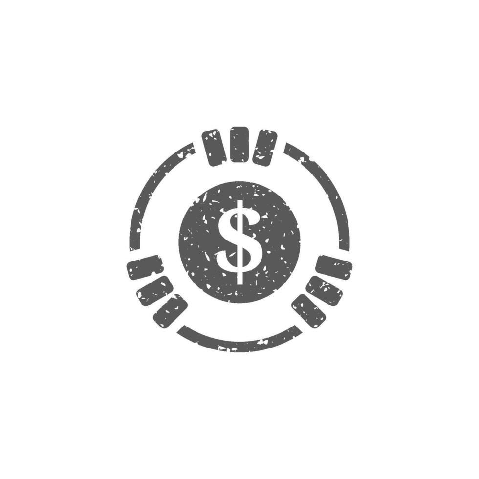 hasardspel mynt ikon i grunge textur vektor illustration