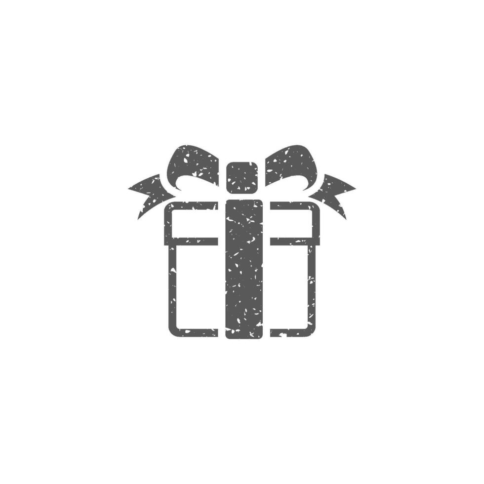 Geschenk Box Symbol im Grunge Textur Vektor Illustration