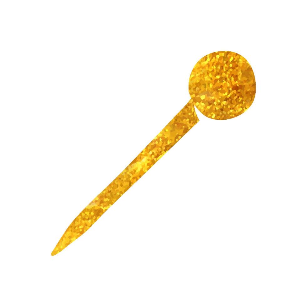 Hand gezeichnet Nadel Symbol im Gold vereiteln Textur Vektor Illustration