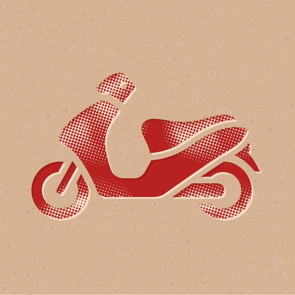 Motorrad Halbton Stil Symbol mit Grunge Hintergrund Vektor Illustration