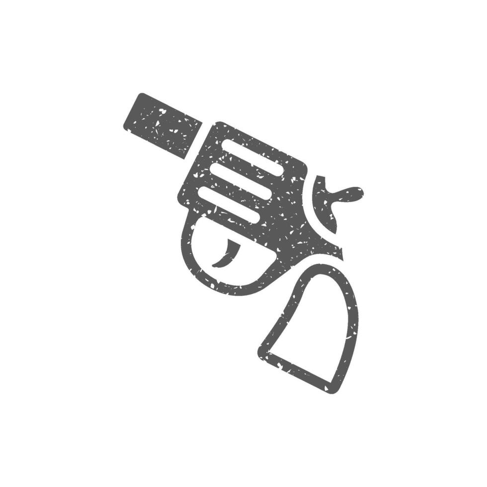 revolver pistol ikon i grunge textur vektor illustration