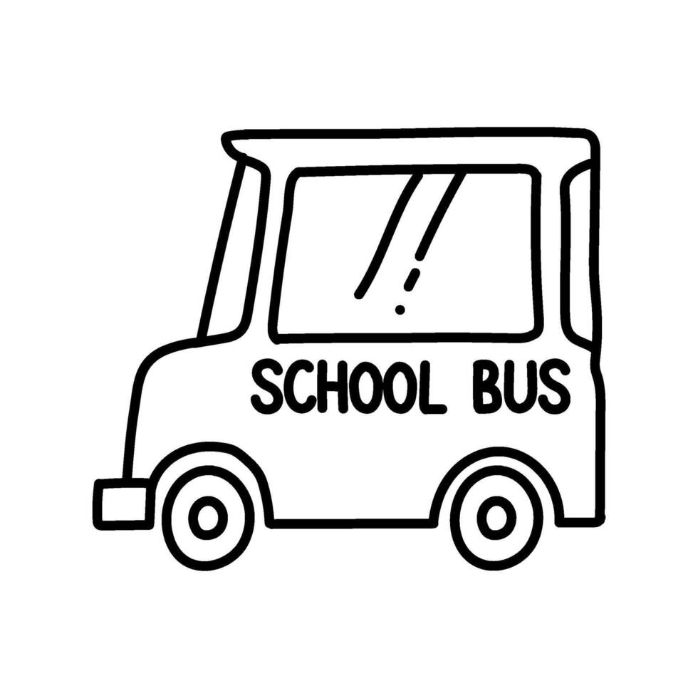 Schule Bus Symbol. Hand gezeichnet Vektor Illustration. editierbar Linie Schlaganfall.